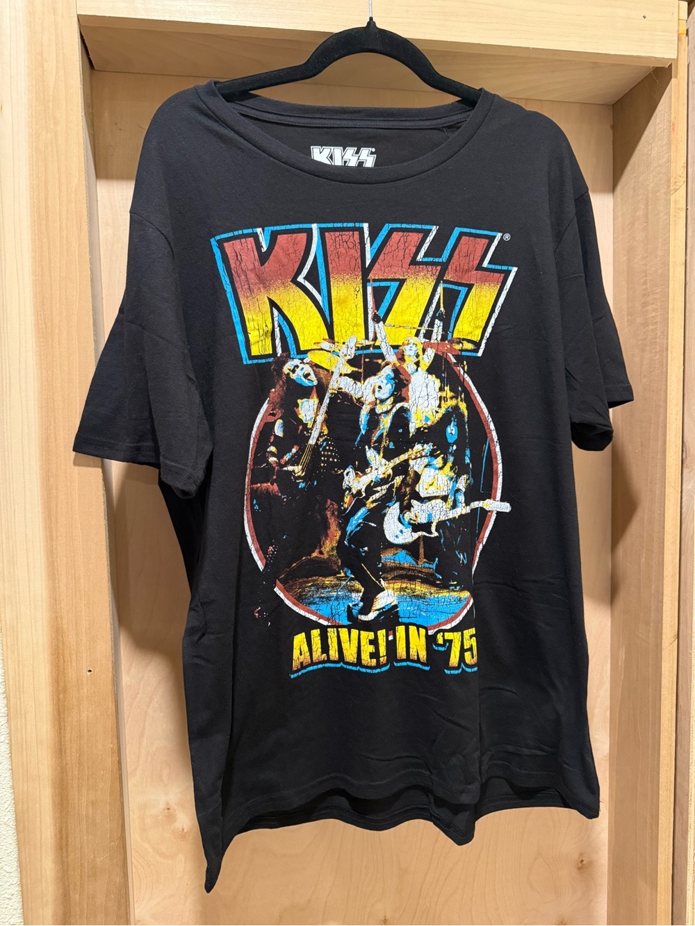 KISS Black Graphic Tee - Alive! In '75 Size Large New